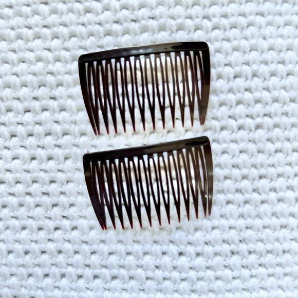 Goody Vintage USA Made Dark Brown Tortoise Cream Side Hair Combs Set 6 3 Pairs - Picture 7 of 14